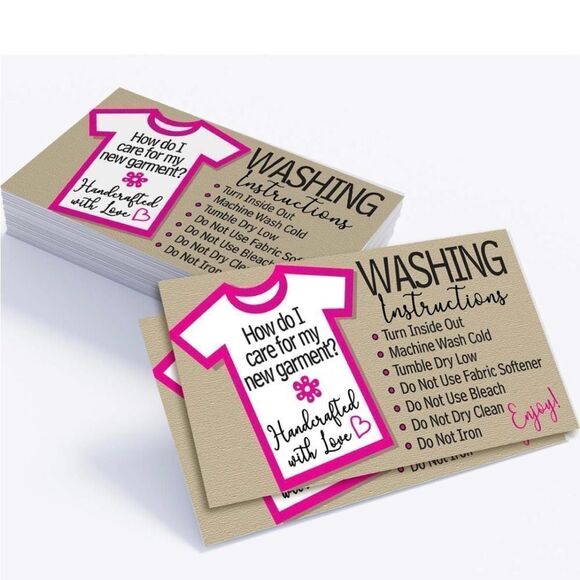 Line Star Art -Washing Instructions - Business Cards - 3.5" x 2" Standard Busine - Picture 4 of 8